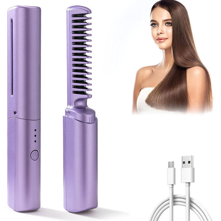 Hair Straightener Brush-Negative Ion Hair Straightener Styling Comb Fast Heat Straightening Brush