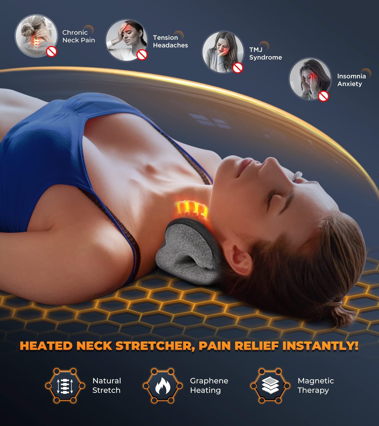 A Neck and Shoulder Relaxer with Magnetic Therapy Pillowcase TMJ Pain Relief Neck Stretcher Neck Pillow Cervical Traction Device