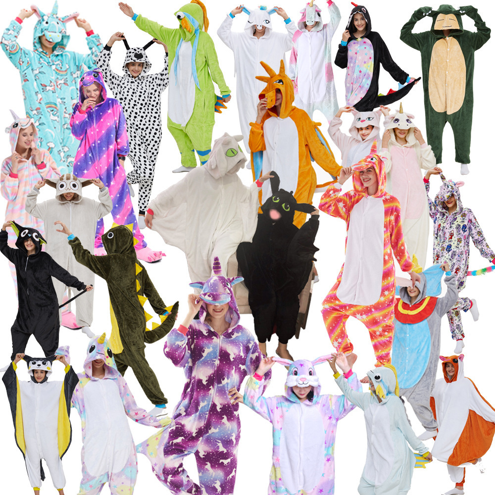 Hot selling Adult Onesie Pajamas Sleepwear Women and Men Cartoon Animal Soft and Cozy Jumpsuit