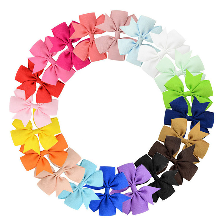 3 Inch Grosgrain Ribbon Boutique Girls Hair Bows With Clips