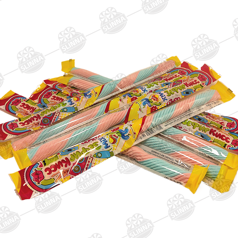 Wholesale Halal Twist Marshmallow jam filling Cotton Candy Spiral Shape Sweet Long Stick Colorful Flavor Candy For Kids