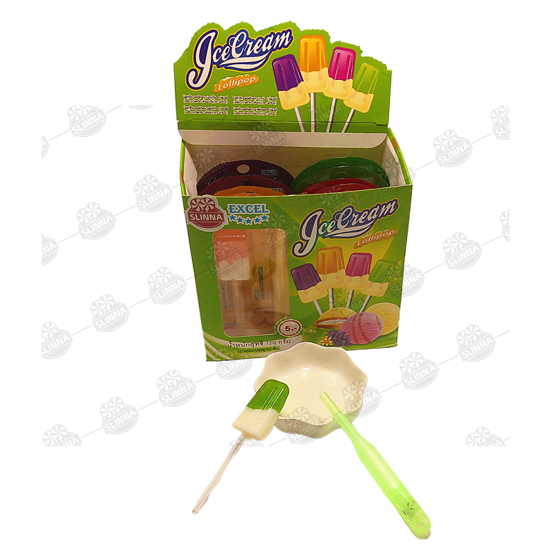 Wholesale ice creamsShaped sweet fruit twisted lollipop Glow Sticks Candy Lollipop Light Stick Lollipop with lighting stick