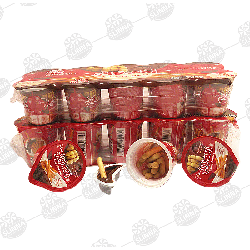 Factory selling children snack chocolates sweets mini chocolate cup with biscuit stick Delicious children's snack candy