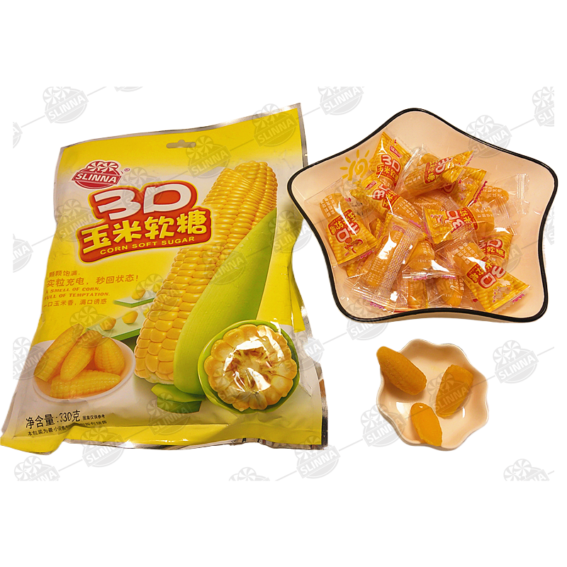 Hot selling popular delicious corn flavor corn shape gummy soft candy fruity flavor halal candy colorful fruit jelly soft candy