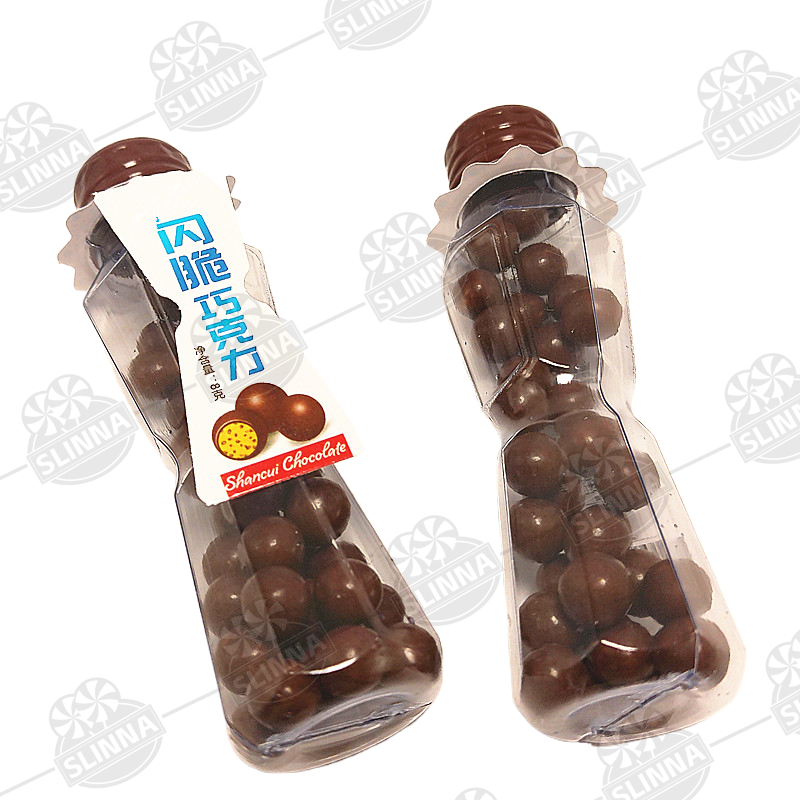 hot selling kids mini jar packing crispy puffed chocolate candy bean casual snack chocolate halal candy