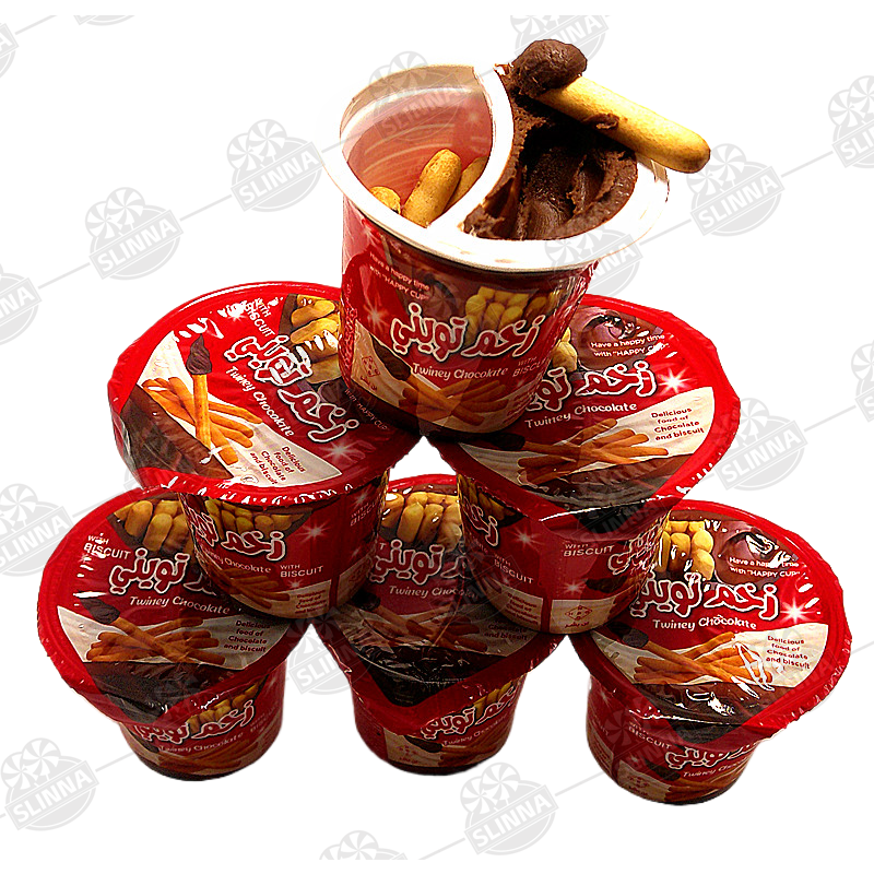 Factory selling children snack chocolates sweets mini chocolate cup with biscuit stick Delicious children's snack candy