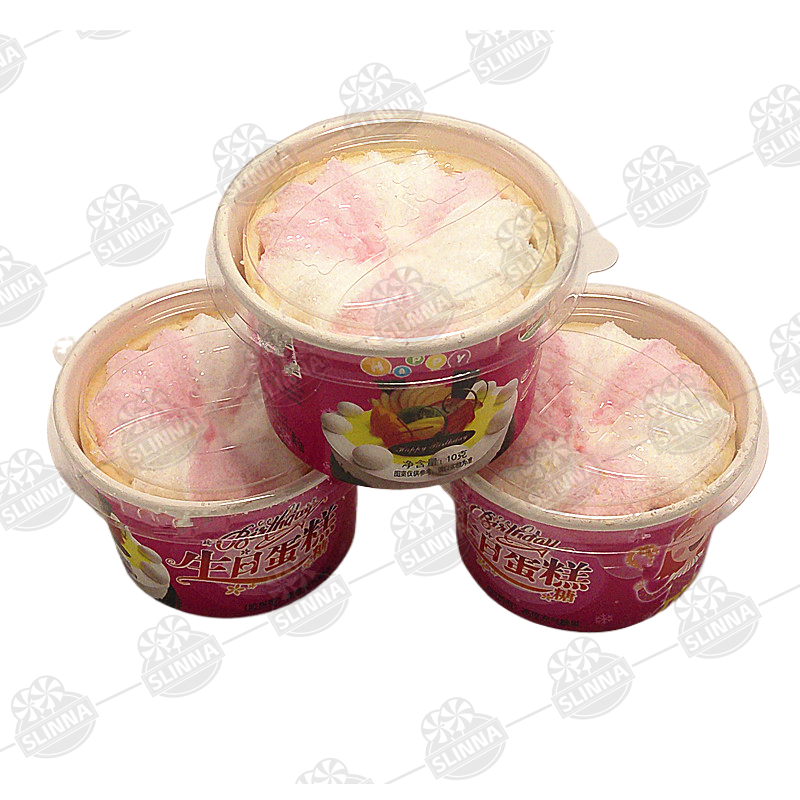 Hot sale Halal creative birthday cake shape Marshmallows Fruity lovely fudge candy cup colorful sweet cotton candy