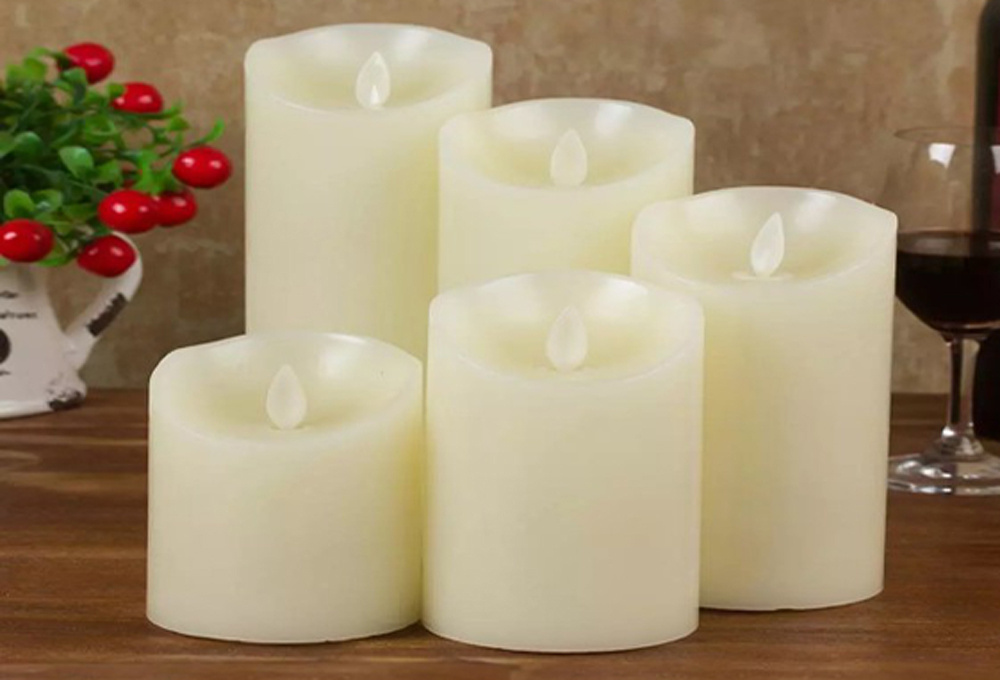 LED Flameless Pillar Candle Lights New Year Candle Battery Powered Led Tea Lights