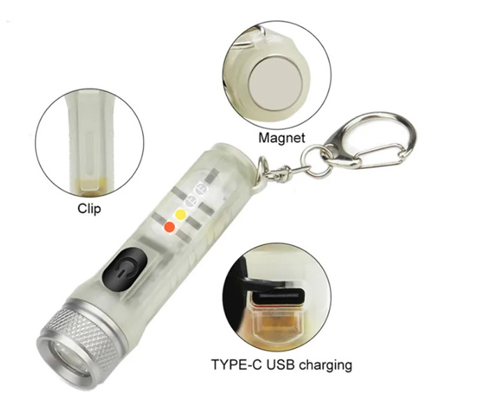 EDC Keychain Pocket Waterproof Light Mini Buckle Magnetic Torch Flashlight Rechargeable Superbright LED Lamp