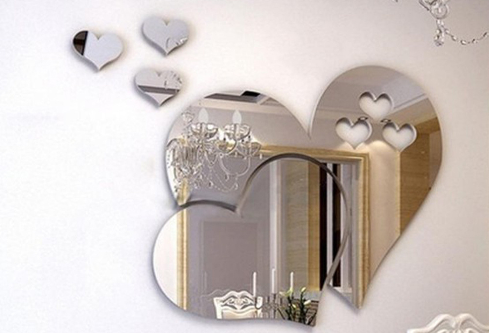 3D Mirror Wall Sticker Love Hearts Decal DIY Wall Stickers for Living Room Mural Decor Removable