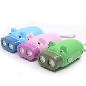 Cute Hand Power Dynamo Piggy Pig Pressing Flashlight Torch