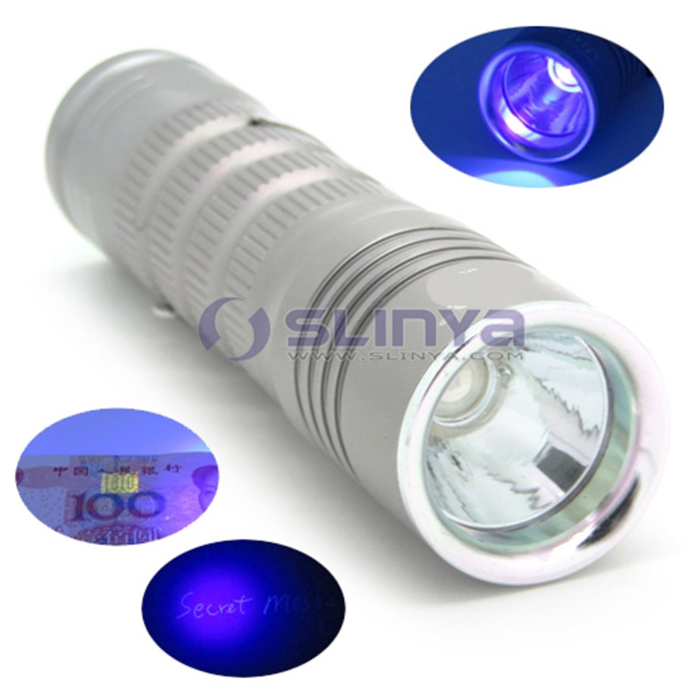 Mini Fluorescence Detector LED Flashlight Aluminum 365nm/395nm UV Blacklight Ultra Violet LED Torch