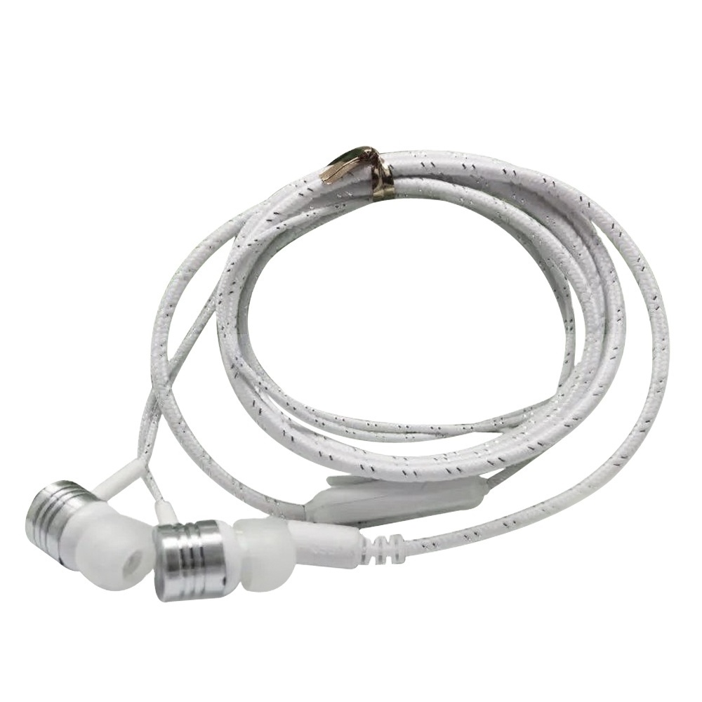 Nylon Wire Braided Cable Earphone Headphone Headset with MIC for iPhone Android Smart Mobile Phones