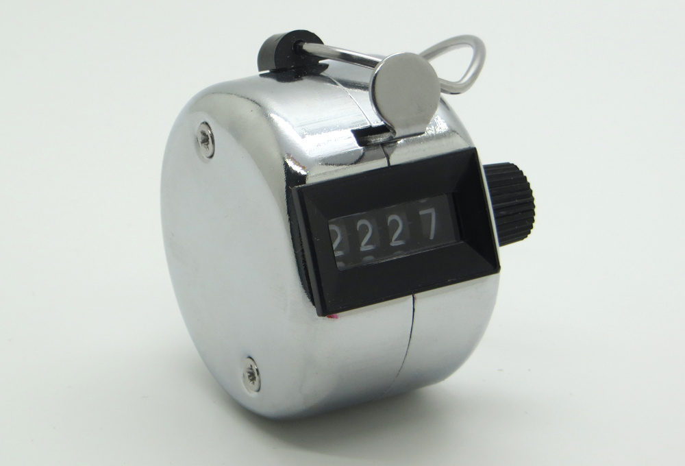 Silver Stainless Metal  Golf Hand Held Manual 4 Digit Number Golf Tally Counter