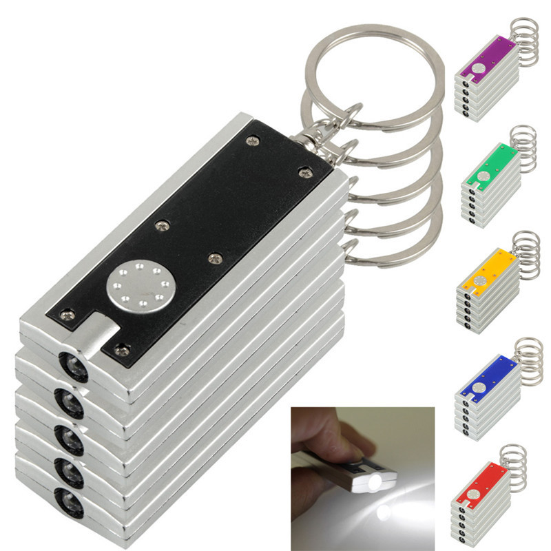 Colorful Mini Portable Rectangle LED Light Torch With Keychain Flashlight