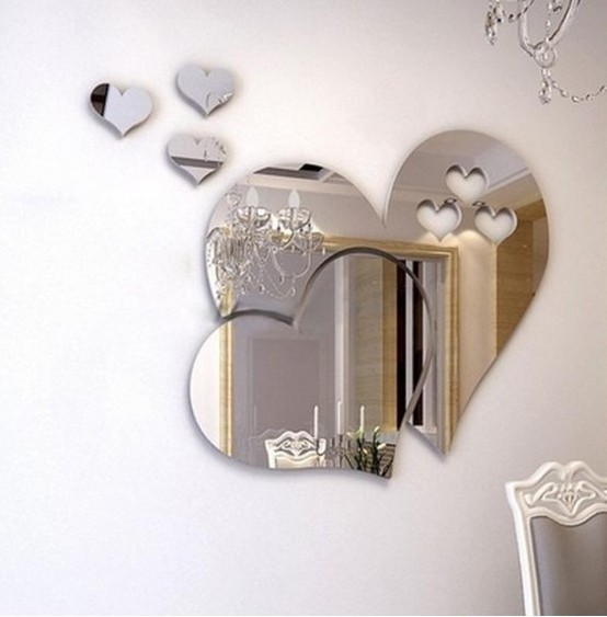 3D Mirror Wall Sticker Love Hearts Decal DIY Wall Stickers for Living Room Mural Decor Removable