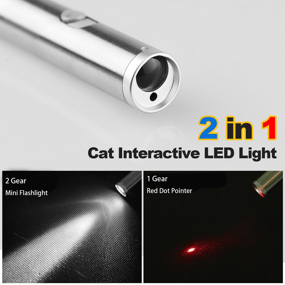 AA Battery Cat Chaser Toy 2 in 1 Multi Function LED Laser Pointer Light Pen