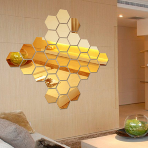 Mirror Wall Stickers Non Glass Mirror Plastic Mirror 3D Hexagon Acrylic Decor