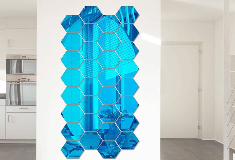 Mirror Wall Stickers Non Glass Mirror Plastic Mirror 3D Hexagon Acrylic Decor