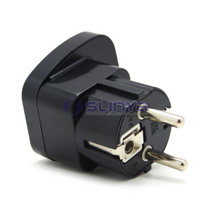 Black Color Schuko Germany/France Type F Electrical Power Plug Adapter, with Safety Shutter