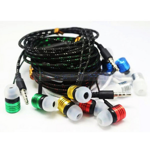 Nylon Wire Braided Cable Earphone Headphone Headset with MIC for iPhone Android Smart Mobile Phones