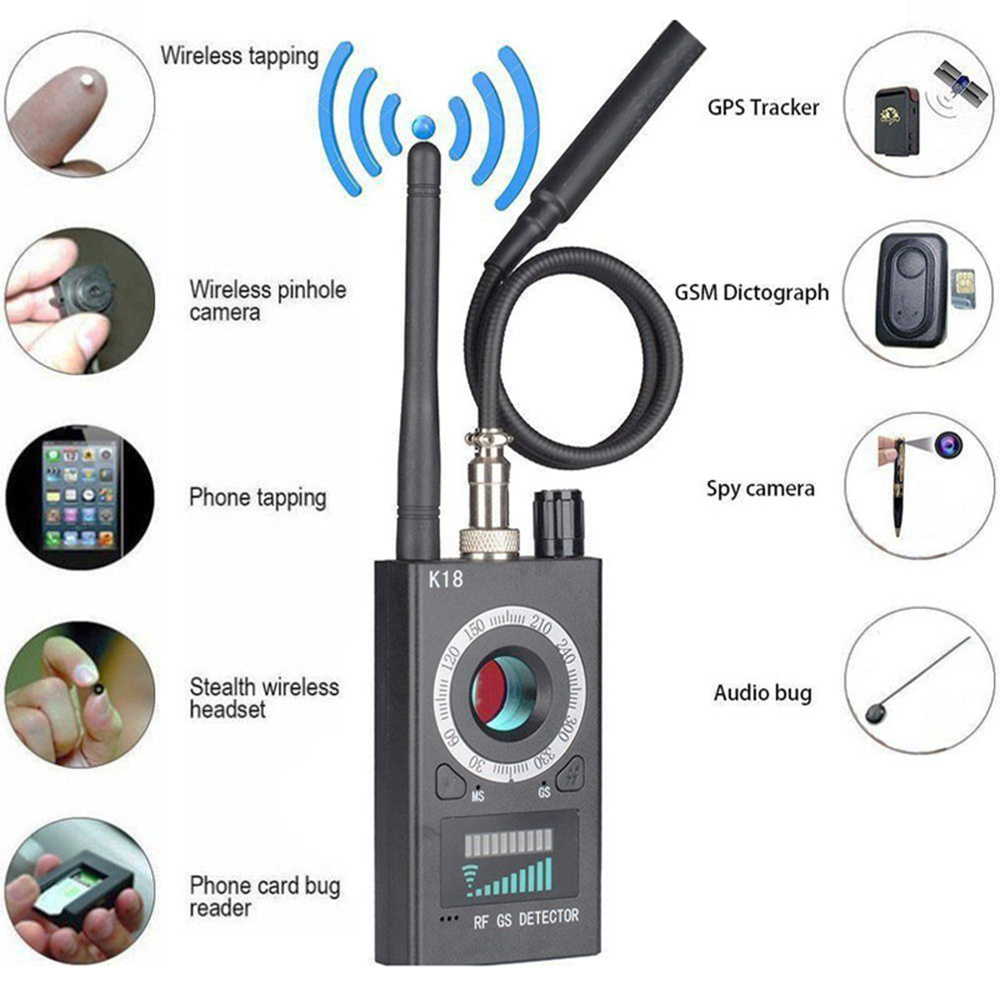 1MHZ-6.5GHZ K18 Multi Function Anti Spy Detector Camera GSM Audio Bug Finder GPS Signal Lens RF Tracker Detect Wireless Products