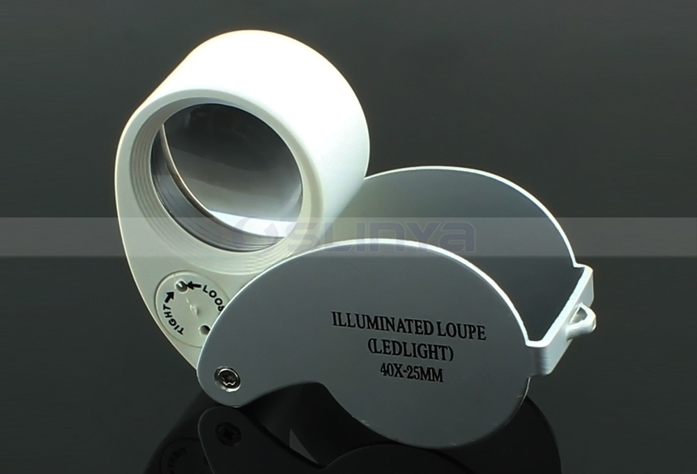 Magnifying Loupe 40X 25mm Jeweller LED Light Glass Magnifier