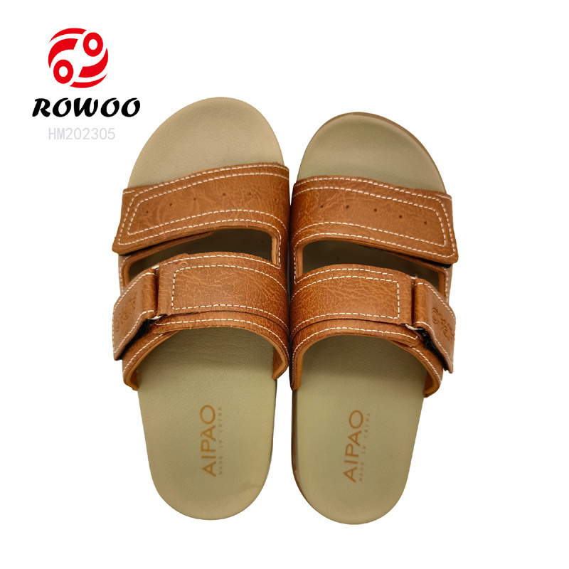 Factory Men Slides Shoes High Quality Anti-slip Slipper Sandals Brown Summer Flat Sandals