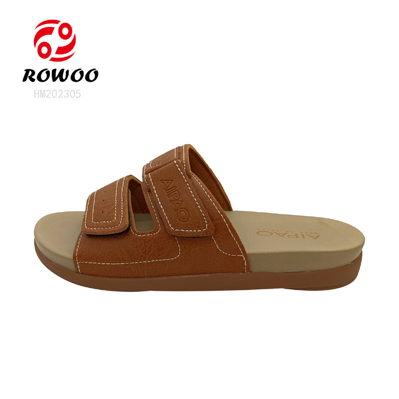 Factory Men Slides Shoes High Quality Anti-slip Slipper Sandals Brown Summer Flat Sandals