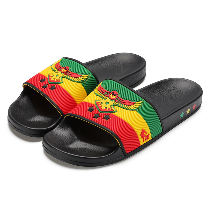 Unisex Custom Black Rubber Slippers OEM Slides Footwear  Sole Sheet Summer Sandals for Men