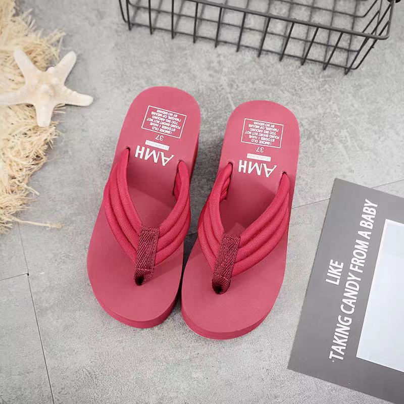 High Heel Pillow Thick Platform Fabric Flip Flops Ladies Summer Wedding Sandals Beach Slipper Slide for Women