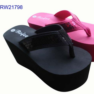 RW21798 Factory direct sales high quality sandal new design navy eva high heel slippers flip flops women high wedge EVA slippers