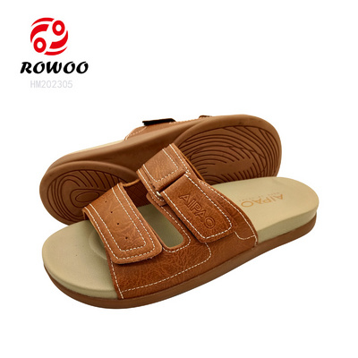 Factory Men Slides Shoes High Quality Anti-slip Slipper Sandals Brown Summer Flat Sandals