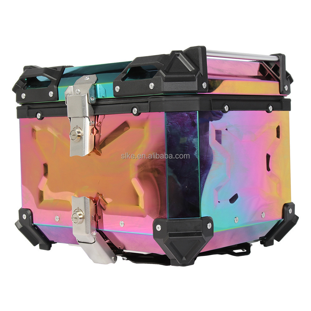 SLKE Colorful 45L Cajas De Cola De Motocicleta Delivery carrier tail case aluminium motorcycle trunk storage box with lock