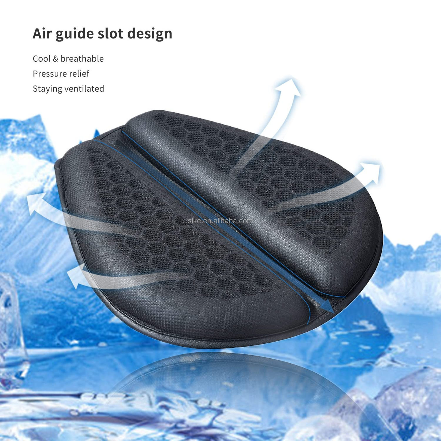 SLKE Motorcycle Seat Cushion Motorbike Gel Seat Pad with 3D Honeycomb Shock-Absorbing Breathable Seat Cover