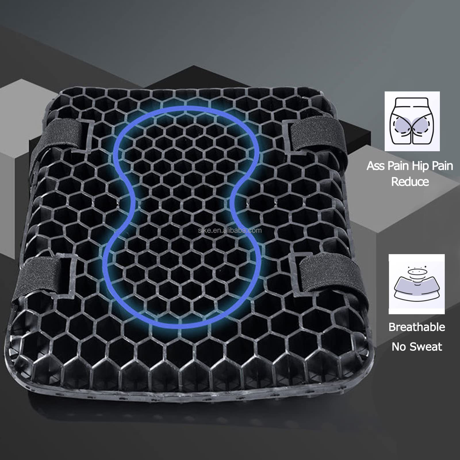 SLKE Breathable Shock-Absorbing Gel Seat Pad Universal with 3D Honeycomb Motorcycle Gel Seat Cushion