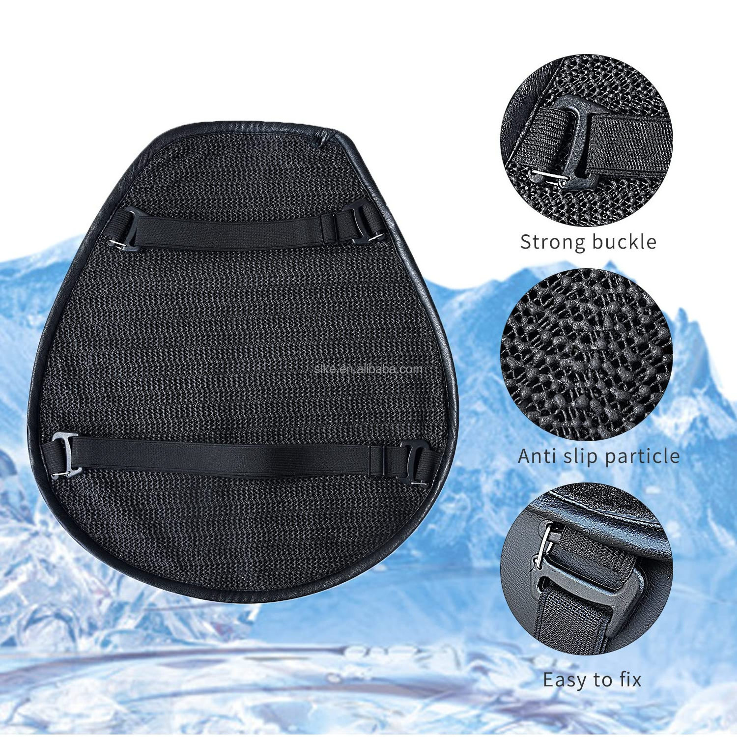 SLKE Motorcycle Seat Cushion Motorbike Gel Seat Pad with 3D Honeycomb Shock-Absorbing Breathable Seat Cover