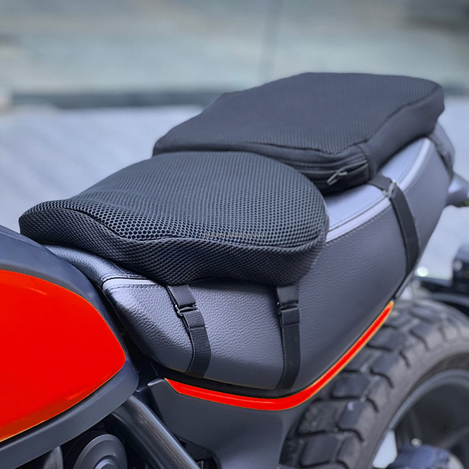 SLKE Breathable Shock-Absorbing Gel Seat Pad Universal with 3D Honeycomb Motorcycle Gel Seat Cushion