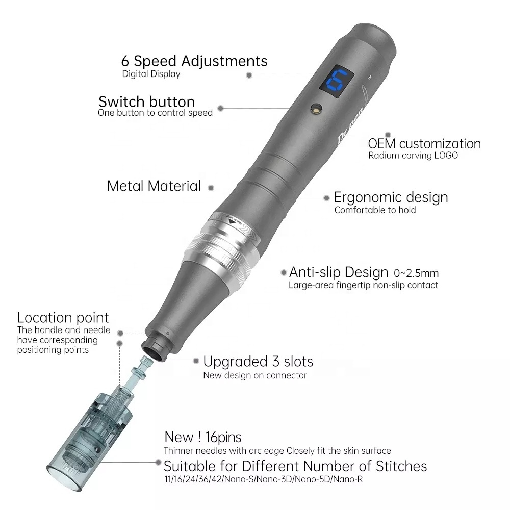 Best Wireless Derma Pen Ultima M8 6 Digital Speed Microneedling Pen With 2pcs Dr Pen Needle Cartridges For Micro Needle Therapy