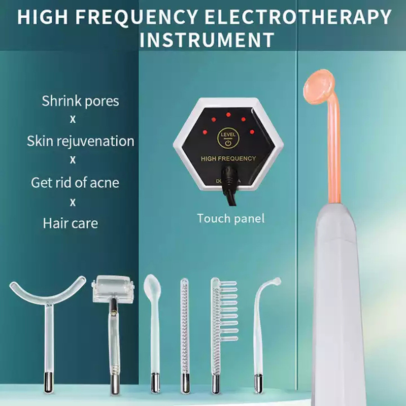 Hot Selling 7 in 1 High Frequency Face Violet Wand For Anti-wrinkles Skin   Rejuvenation Acne Hair Treatment Electrotherapy Comb