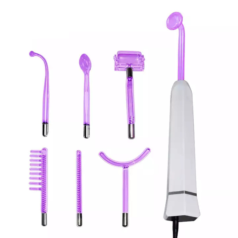 Hot Selling 7 in 1 High Frequency Face Violet Wand For Anti-wrinkles Skin   Rejuvenation Acne Hair Treatment Electrotherapy Comb