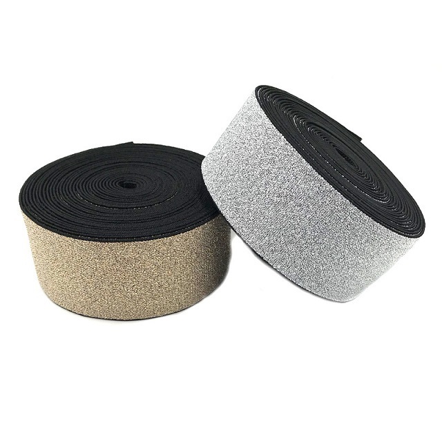 Factory customized high-quality high-elastic color glitter nylon elastic band gold and  elastic band