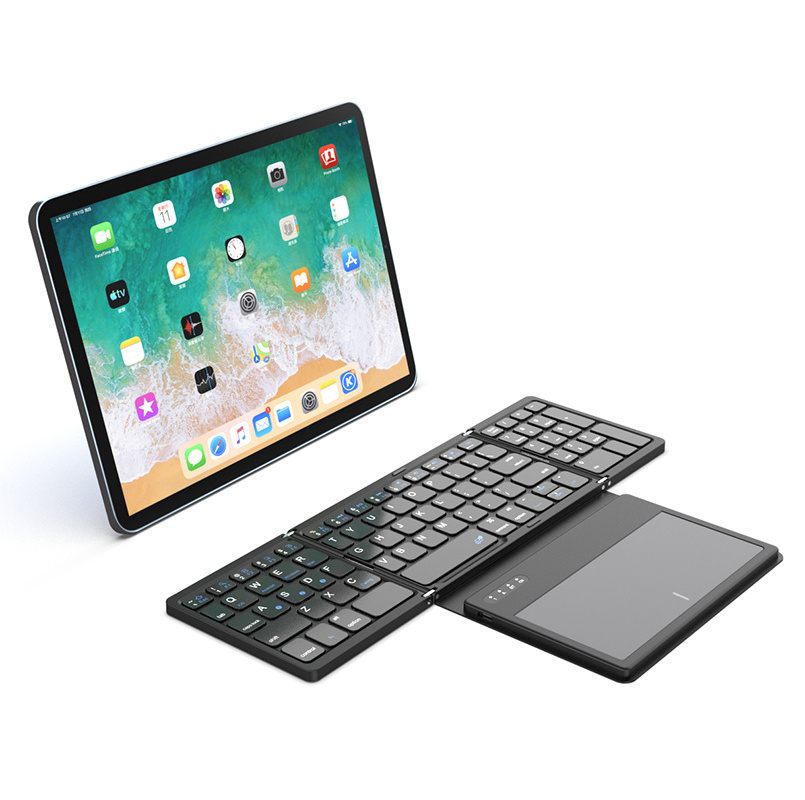 For ipad iOs Tablet Pc Mobile Phone Using Portable BlueTooth Touch Pad Wireless Keyboard 3 Level Foldable Keyboard