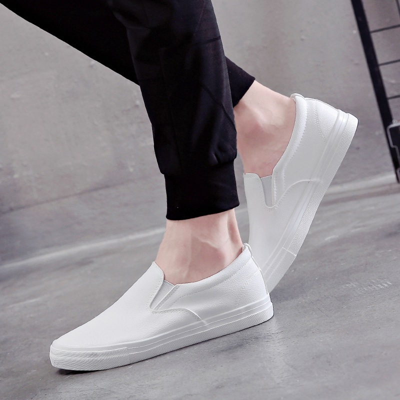 sh11061a New designs 2023 mens slip on shoes white and black color pu casual shoes for men