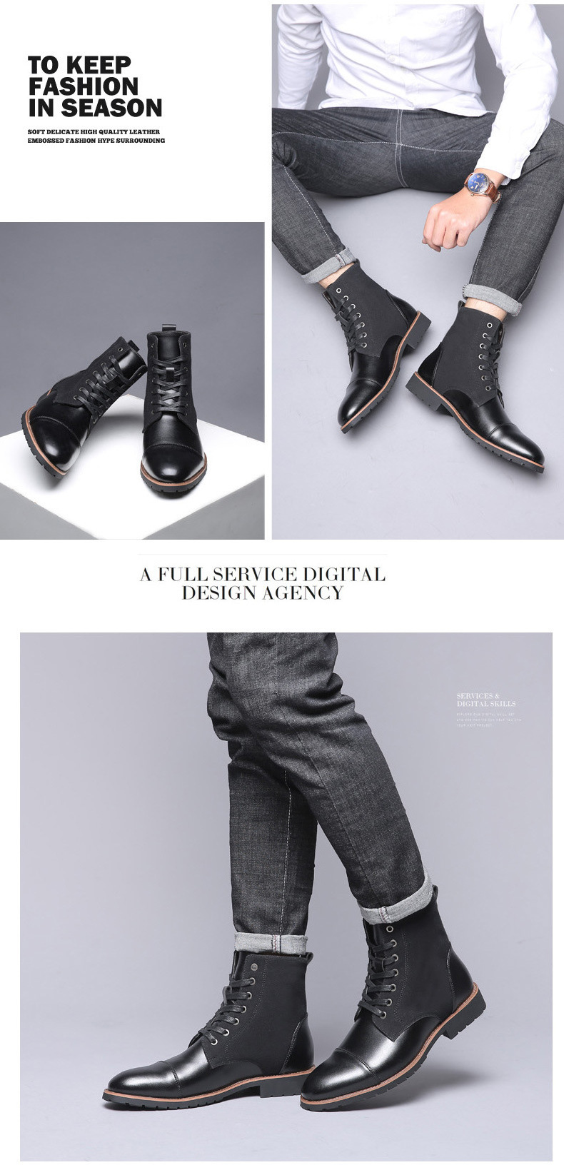 sh12296a Men Leather Boots Autumn Winter Superior Quality 2023 Men Motorcycle Boots Plus Size 39-48