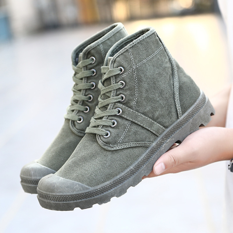 sh10567a Good quality high cut shoes men army green color men canvas shoes from china wholesale