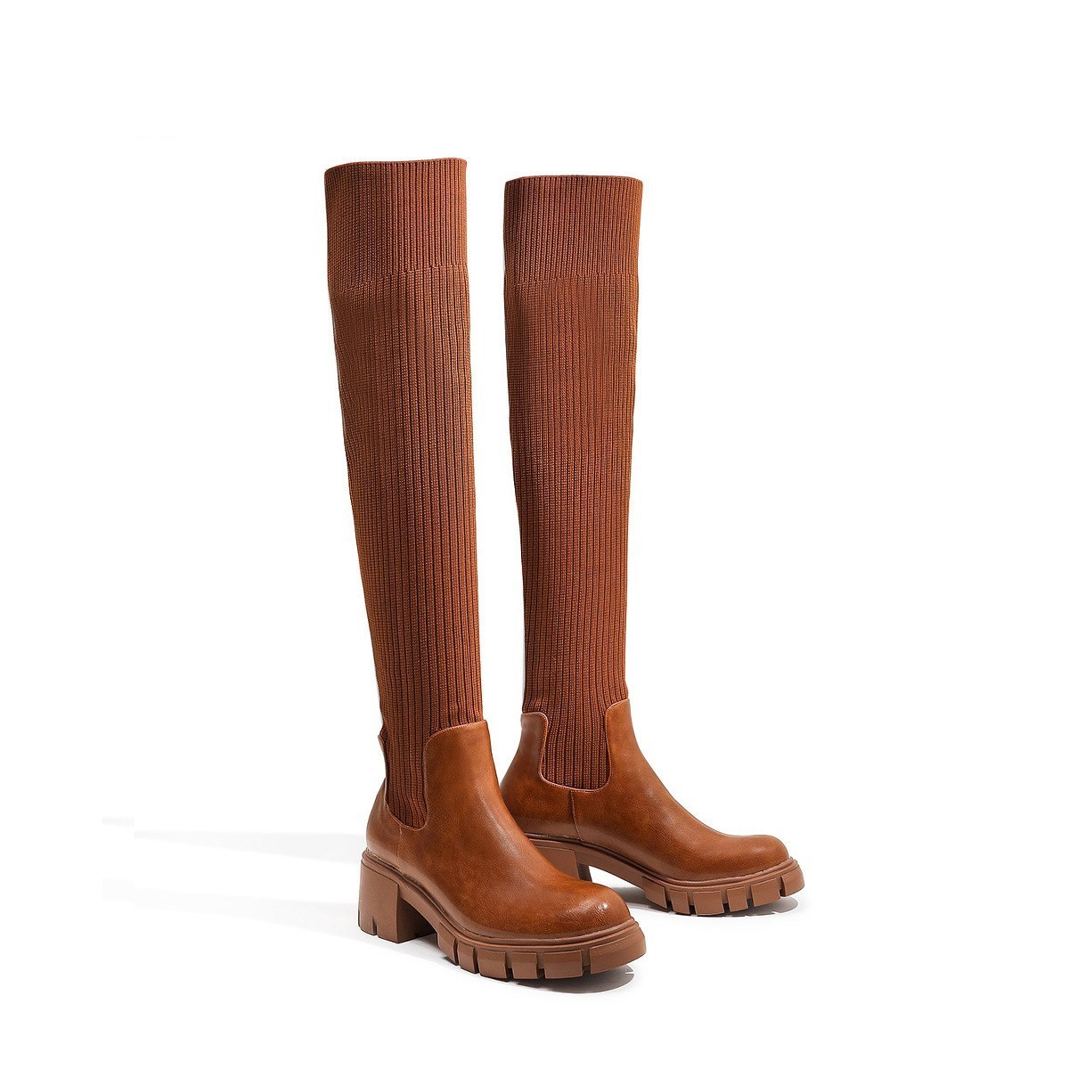 sh10336a 2023 New arrival ladies long boots size 43 elastic knitted woman knee boot 6cm