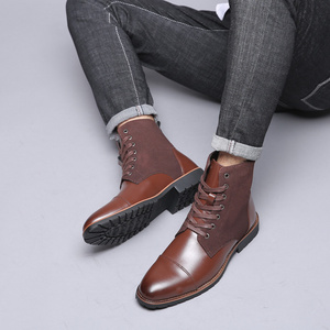 sh12296a Men Leather Boots Autumn Winter Superior Quality 2023 Men Motorcycle Boots Plus Size 39-48