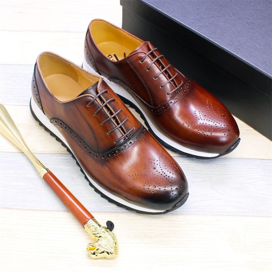 sh11937a Brown color chaussures pour hommes genuine leather casual shoes for men