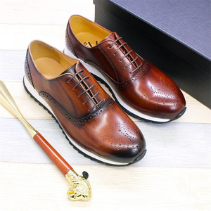 sh11937a Brown color chaussures pour hommes genuine leather casual shoes for men